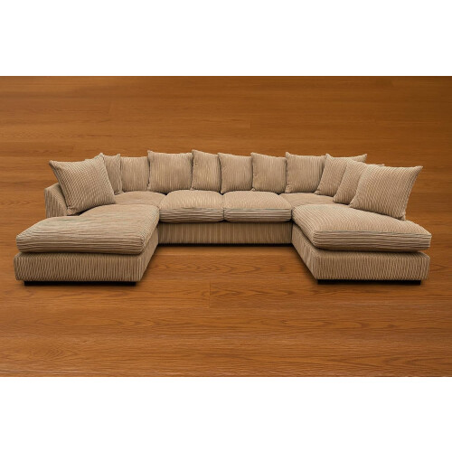 Furniture 786 Large U Shape Jumbo Cord Sofa Scatter Back Coffee
