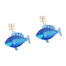 Elegante druppeloorbellen met waterthema, unieke acryl-Blauw