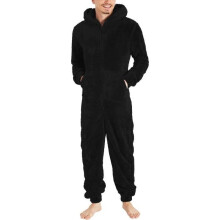 Men's Hooded Flannel Onesie Pajamas, Comfortable Plush Sleepwear