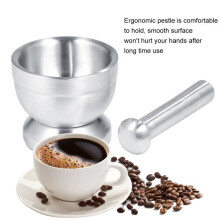 Mortar and pestle - Kitchen - Stainless steel - 10 x 8.7 cm - Grinding tool - Ergonomic