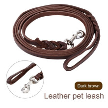 Dog training leash for pets, durable leather long walking leash for large dogs