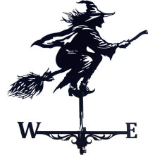 Stainless Steel Metal Witch Weather Vane with Roof Mount - Outdoor Garden Decorations for Farm, Yard, Garden