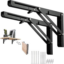 400mm Shelf Bracket, Folding Console Support, Stainless Steel Wall-Mounted Folding Bracket, 80KG/176lbs Load Capacity, Pack of 2