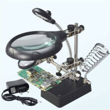 Soldering station with magnifying glass, 5 LEDs, stand with clamp for repair and modeling, multiple colors YYV