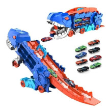 Dinosaur Transport Truck - Toy Transport Truck - 8 Cars - Red - Ages 3 and Up