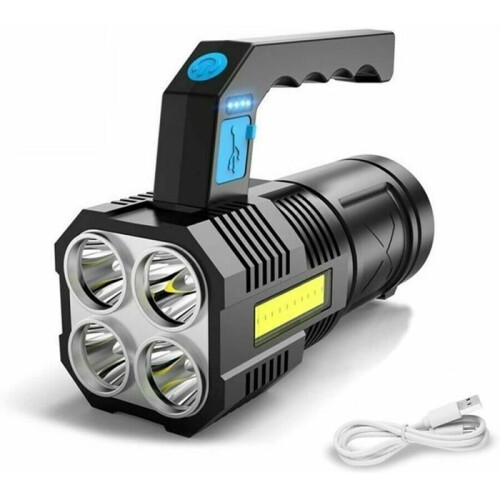 Ultra Powerful Rechargeable COB LED Flashlight, Waterproof Work Light with 4 Modes, Portable Emergency Flashlight