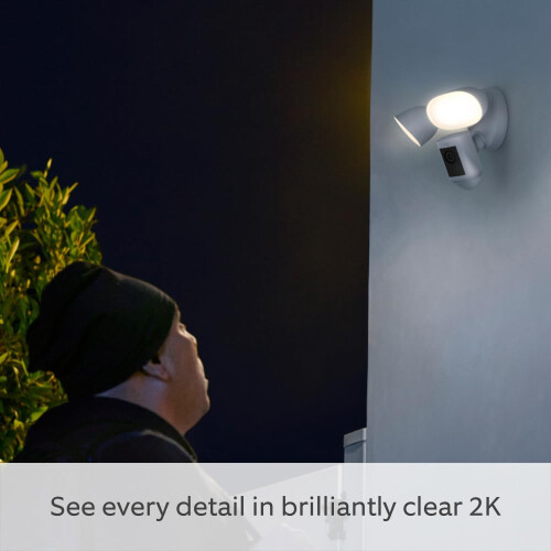 Ring Ring Floodlight Cam Wired Pro | Outdoor Security Camera 2K Video with Ring Vision, 3D Motion Detection, Bird's 2