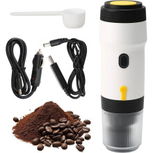 Caffettiera portatile, macchina per caffè espresso portatile per campeggio, non sigillata, elettrica, 3 in 1, caffettiera lucida per