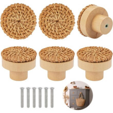 Pezzi di pomelli per mobili in legno di rattan, maniglie per mobili in legno, pomelli per cassetti, pomelli per ante di armadi, pomelli