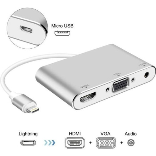 Lightning – Adattatore AV digitale, HDMI, VGA e audio per iPhone e iPad