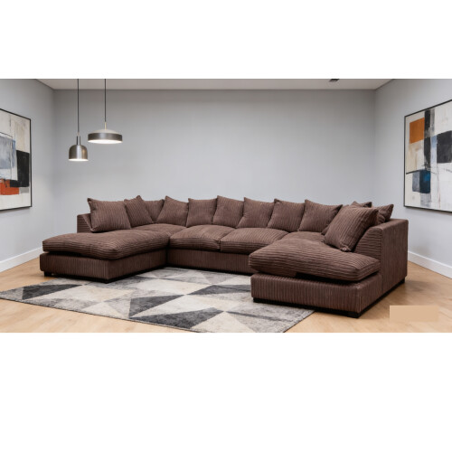 Furniture 786 Large U Shape Jumbo Sofa Scatter Back Chocolate