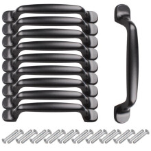 10 maniglie per mobili da 128 mm con viti per armadi, cassetti, porte di camere da letto e cucine, colore nero.
