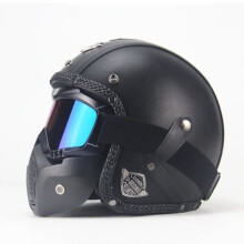Casco da moto, casco vintage, casco Harley, occhiali vintage, casco da moto, personalità, quattro stagioni, moda, sicurezza - nero