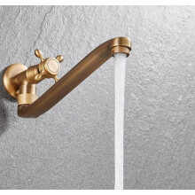 Rubinetto antico, girevole a 180, a parete, in ottone, per lavabo da bagno, con tubo flessibile singolo per acqua fredda - MCJ