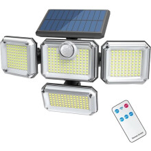 Lampada solare impermeabile IP65 con testa regolabile, luce da giardino grandangolare con 3 modalità di illuminazione, 20W 333 LED