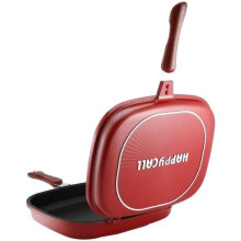 Padella/grill/padella/padella per crêpes antiaderente a doppia faccia, 32 cm - Rossa