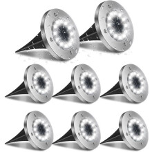 Luci solari da esterno, 8 luci da giardino a LED impermeabili IP65, faretti solari a incasso da 6000K