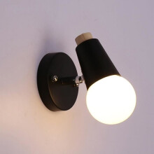Applique da parete per bagno - Nera - Ferro e legno massello - E27 - 1 lampadina - Moderna ed elegante