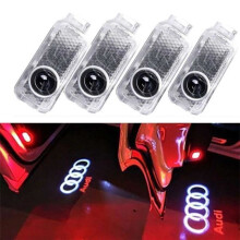 4 proiettori LED per auto, luci di benvenuto decorative per portiere e ingresso, con logo proiettato.