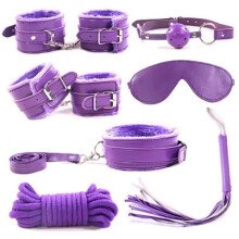 Kit per bondage per adulti da 7 pezzi, manette SM, frusta, bavaglio a sfera, corda, giocattoli sessuali per cosplay, confezione discreta,