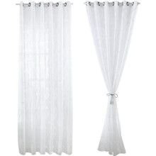 Tende bianche trasparenti 100x250 cm con motivo a foglie, elegante decorazione per soggiorno, camera da letto e sala da pranzo.