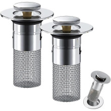 2 filtri per scarico a pavimento in acciaio inox, tappo di scarico universale per lavandino, tappo di scarico a scomparsa, filtro