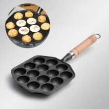 Padella per takoyaki in ghisa FHE, macchina per takoyaki pre-stagionata, padella per takoyaki a 14 fori, stampo per ravioli, contenitore