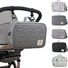 Organizer per passeggino, borsa universale grande per passeggino, accessori per passeggino con tracolla, grigio