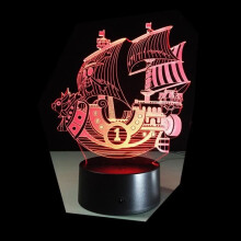 Lampada notturna 3D in acrilico colorato a forma di nave pirata ONE PIECE THOUSAND SUNNY