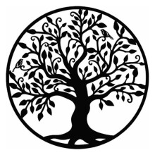 Decorazione murale Albero della Vita, silhouette, per interni/esterni/giardino/casa, regalo, Betterlife (nero, 28 x 28 cm)