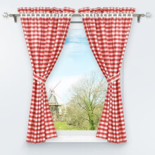 Tenda oscurante - HONGYA - Motivo a quadri - Rosso/Blu - 145x80 cm - Set di 2