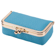 Leather Jewelry Pouch Organiser For Rings Necklaces-skyBlue