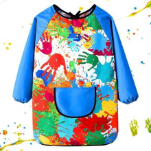 Grembiule da pittura per bambini, riutilizzabile, impermeabile, con maniche lunghe e tasca, ideale per il ritorno a scuola di bambini