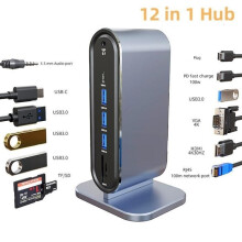Docking station USB-C 12 in 1 - Hub USB-C per laptop - Porta universale con monitor HDMI 4K, PD, Ethernet, VGA