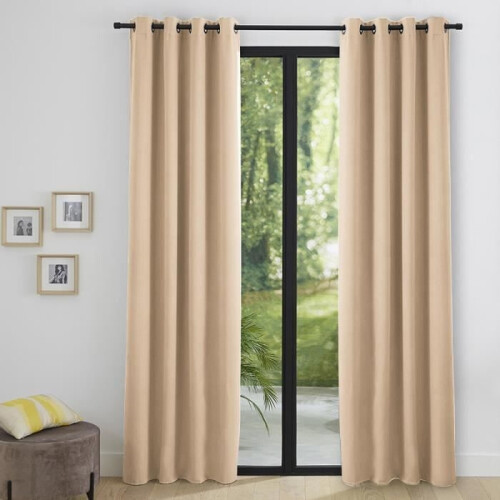 Set di 2 tende termiche oscuranti beige, 140 x 260 cm