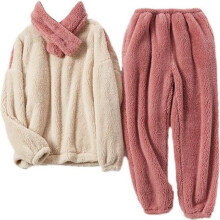 Pigiama da donna in flanella calda e felpata, taglie forti, rosso - YOUCAI