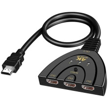 Switch HDMI 4K, splitter HDMI a 3 porte 3 in 1 con cavo HDMI, supporto 4K Full HD 1080P 3D, Plug and Play, HDMI[893]