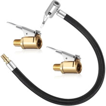 2-Piece Car Tire Inflation Nozzle, 8mm Inflation Nozzle with 35cm Flexible Rubber Inflation Hose, Car Tire Valve