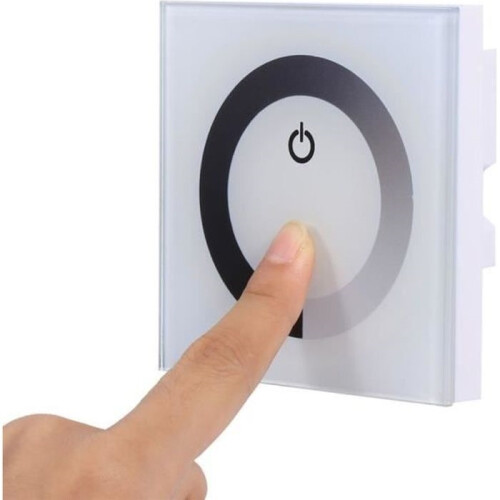 White Touch Wall-Mounted LED Light Dimmer Switch for Monochrome LED Strips DC 12V-24V