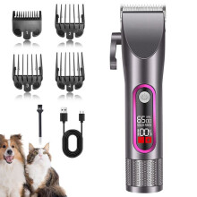 Professional Dog Clipper for Long, Thick Hair, Low Noise Cat Clipper, with LCD Screen and 4 Comb Attachments