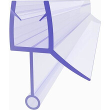 Guarnizione di tenuta per soglia porta doccia in PVC da 70 cm per vetri di spessore 6-7 mm, con deflettore d'acqua.