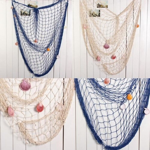 Fishing Net, Nautical Decoration, 150x200cm, BLUE