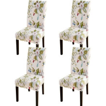 Printed Stretchable High Back Dining Chair Cover for Living Room, Hotel, Ceremony, and Decor - Removable and Washable - 4 Pieces -
