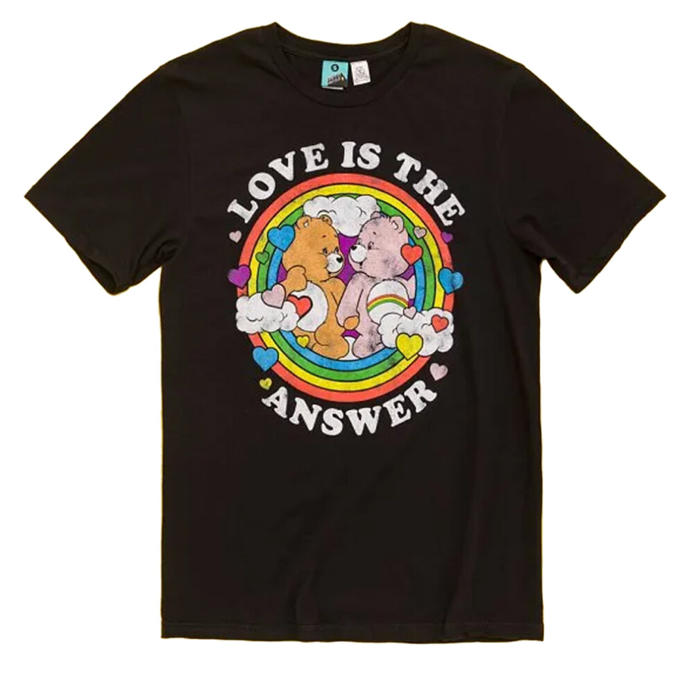 Care Bears (S, Black) Unisex Adult Love Is The Answer Pride T-Shirt