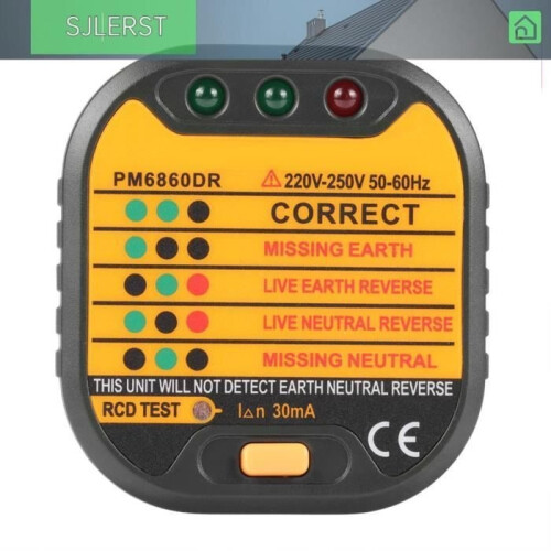 Socket Tester - SJLERST - PM6860DR - Digital - 250V - 50-60Hz