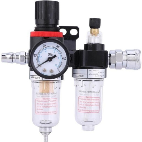 Tbest Air Compressor Filter Oil-Water Separator Filter G1/4 with Quick Connector AFC2000 + Air Supply Unit