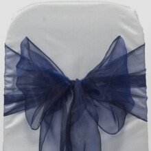 Pack of 50 Organza Chair Bows - Navy Blue - Decoration for birthday, wedding, party.