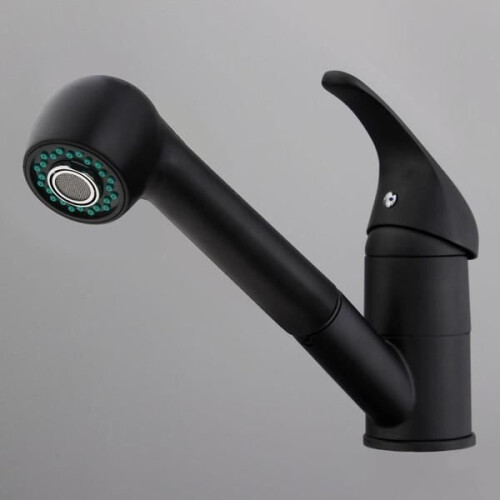 Black Mixer Tap with Pull-Out Spray - SUPER - 1/2 Inch - Brass Kitchen Sink Hose