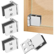 4 Pcs Rustproof Zinc Alloy Door Hinges, 5-8mm Thick, for Glass Doors, Cabinets, Cupboards