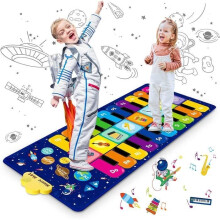 Children's Piano Mat, Starry Sky Musical Mat Educational Toys with 8 Instruments, 10 Songs and 20 Keys, 120 x 48 cm